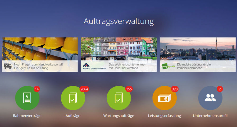Figure 2: Ad hoc orders and those generated from maintenance plans are presented separately in the easysquare craftsmen portal for improved clarity. easysquare Handwerkerportal im Einsatz bei der KoWo Erfurt