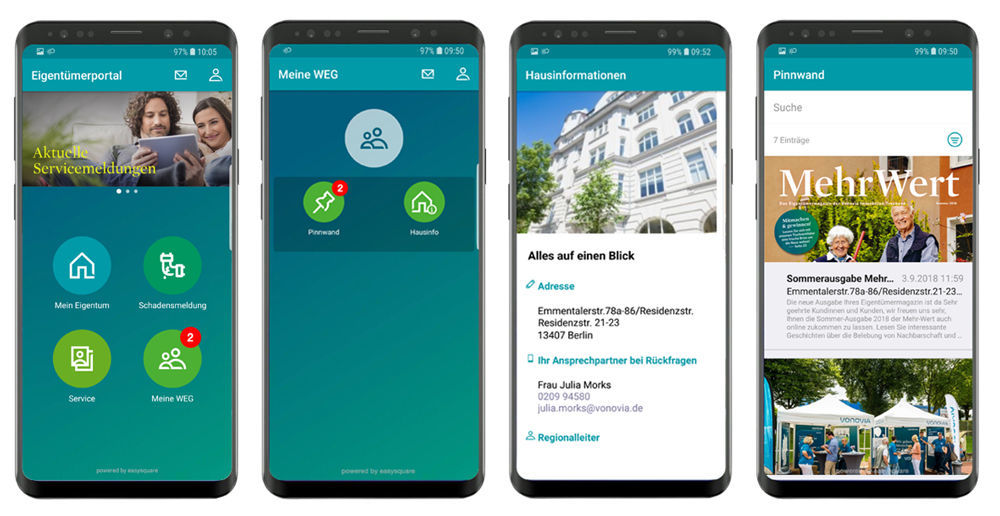Neue Pinnwandfunktionen in der easysquare mobile App
