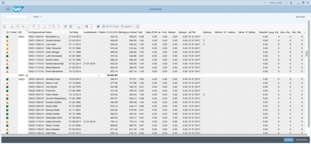 Figure 3: PROMOS account balances. PROMOS Saldenliste