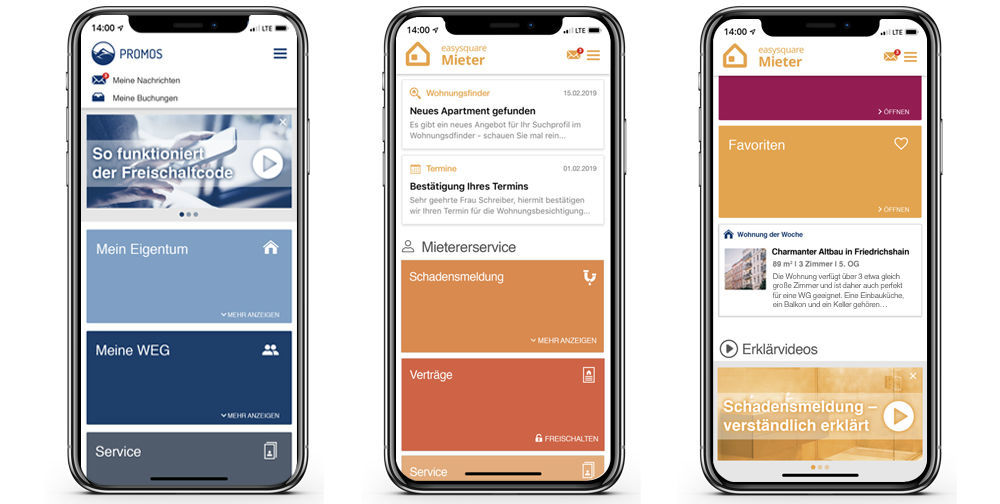 easysquare mobile mit neuem Kacheldesign in 2019