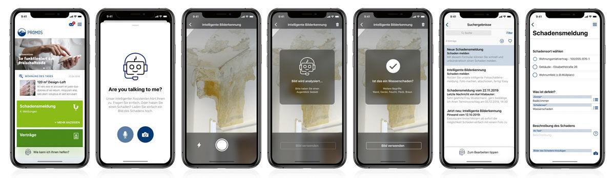 Figure 2: Automatic image recognition makes the defect reporting process easier than ever. Automatische Bilderkennung für den Schadensmeldungsprozess mit der easysquare Professional App
