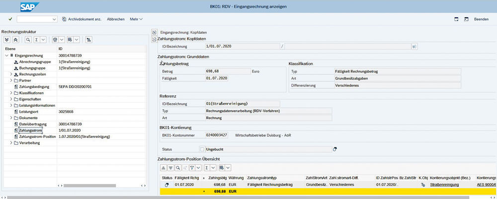 Abbildung des Zahlungsstroms in der SAP-Lösung für die digitale Rechnungseingangsverarbeitung von Aareal und PROMOS consult