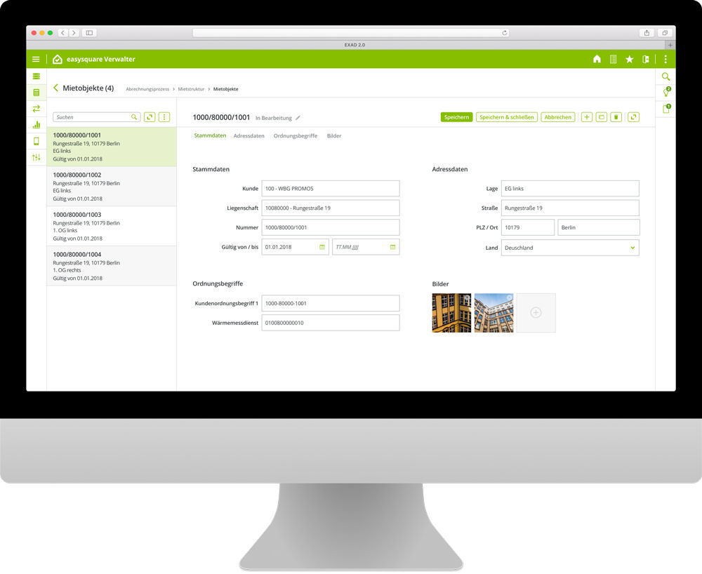 EXAD 2.0 provides property managers with a clear interface for independent billing of consumption costs. Selbstabrechnung der Verbrauchskosten mit der neuen easysquare Lösung EXAD 2.0