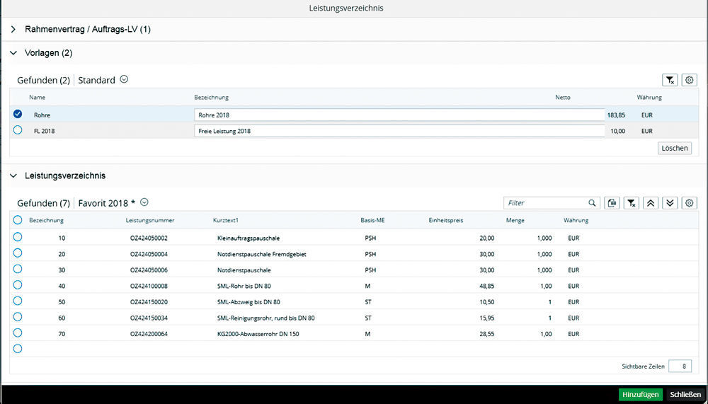 Figure 8: Templates in the craftsmen portal. Vorlagen im easysquare Handwerkerportal