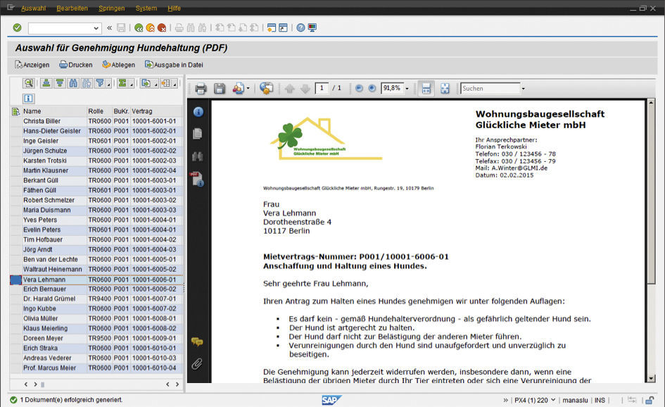 Figure 1: View of correspondence in OpenPromos ® Corporate Correspondence. Ansicht einer Korrespondenz in OpenPromos Corporate Correspondence nun auch in Englisch.
