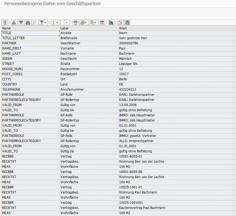 Auskunftsreport mit Datenexport einer CSV-Datei