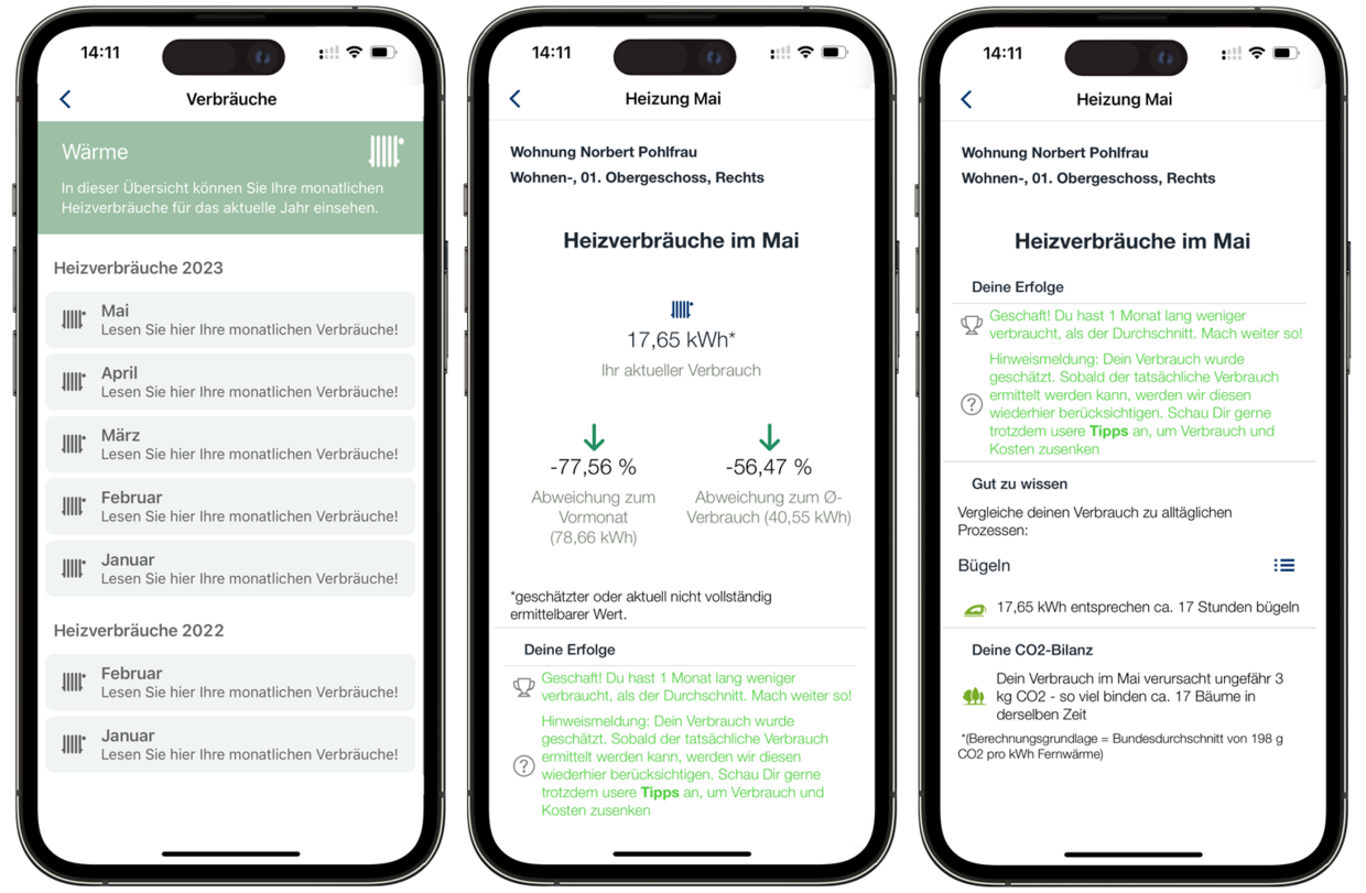 Vergleichswerte und Tipps zum Energieverbrauch in der easysquare Mieter-App