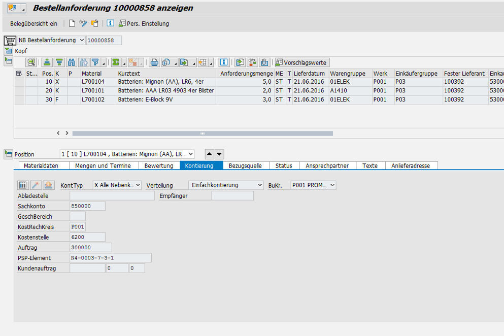 Bestellanforderung in SAP dezentral erstellen