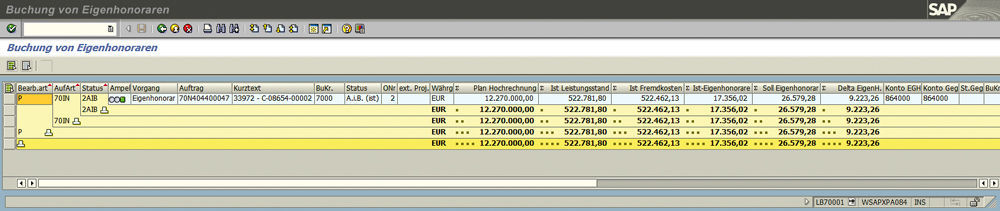 Figure 2: Thanks to the optimisation project at SBH, users are able to calculate and post the company’s own fees directly from SAP ® . Honorarberechnung von Bauleistungen in SAP bei SBH Schulbau Hamburg
