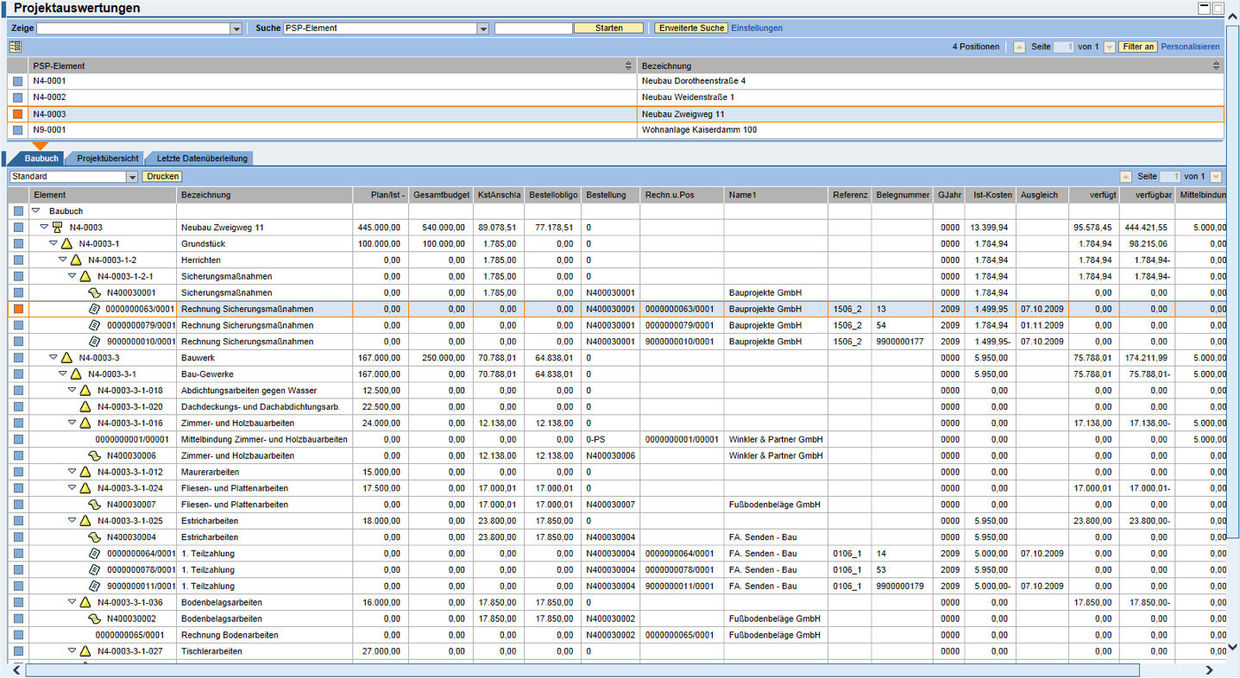 Projekt Baubuch im easysquare Portal