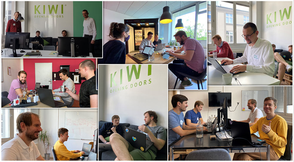 Product and software developers worked intensely in small groups at the KIWI.KI Hackathon. In kleinen Gruppen arbeiteten Produktentwickler und Software Developer intensiv beim KIWI.KI Hackathon.