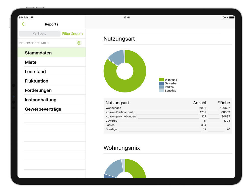 The reports are prepared directly in the easysquare app in graph form. Stammdaten aus der ERP-System können direkt in der App grafisch ausgewertet werden.