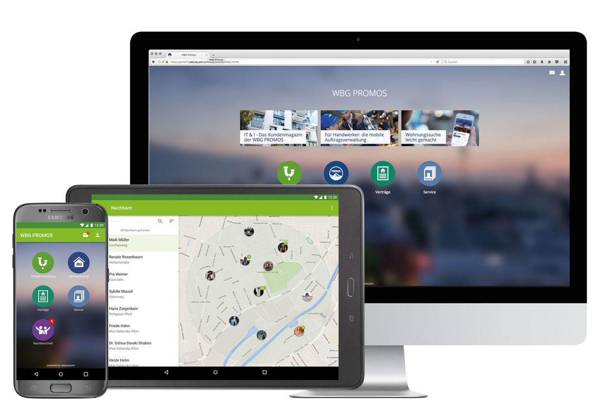 All users can access the easysquare networking platform via standard devices such as tablets, smartphones or PCs.