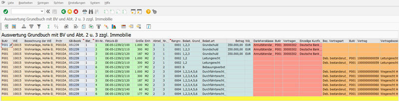 Figure 1: Evaluation of encumbrances in the land register in consideration of accounting entities, loans and real estate contracts.