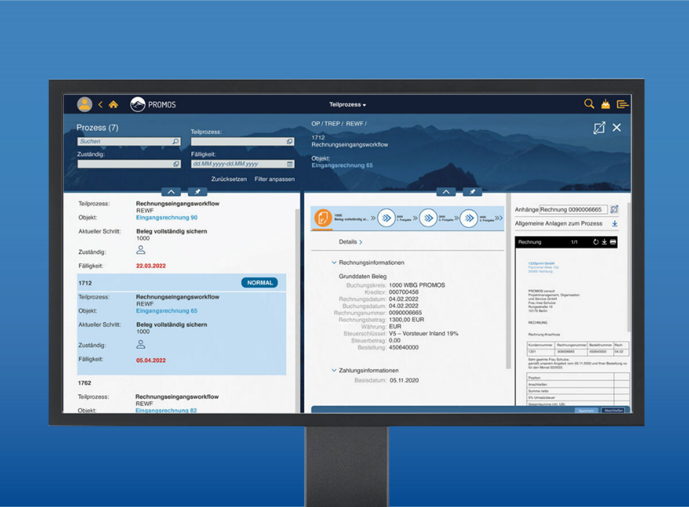 Digitaler Rechnungseingangsworkflow mit dem PROMOS Prozesssteuerungstool easysquare workflow