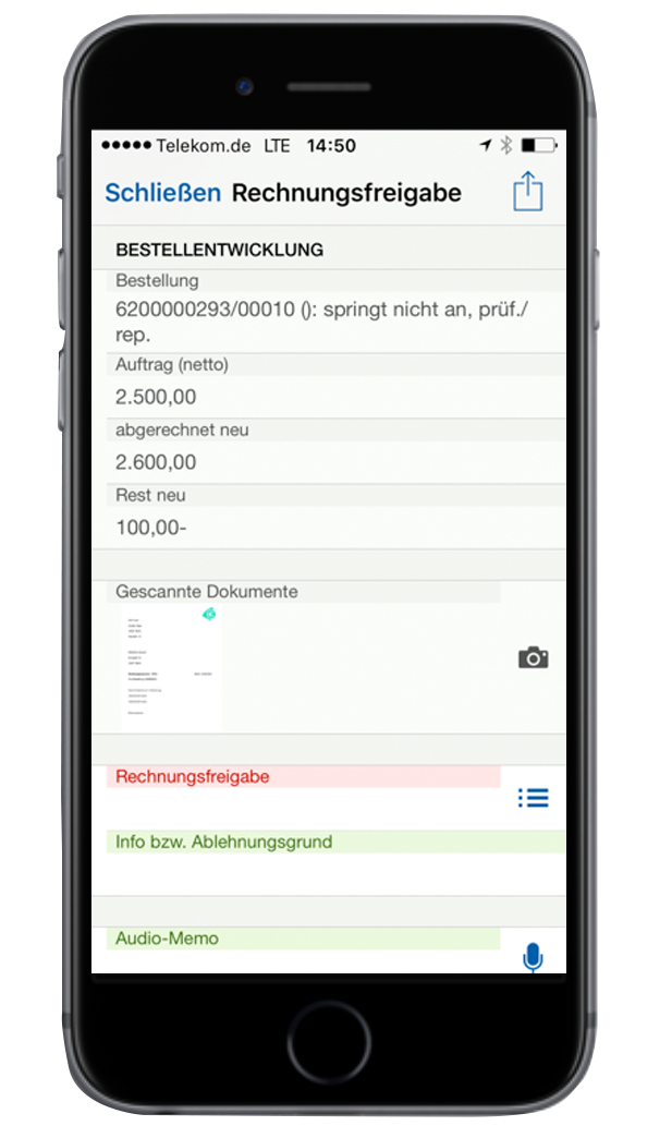 Digitale Rechnungsfreigabe auf dem iPhone mit der easysquare mobile App