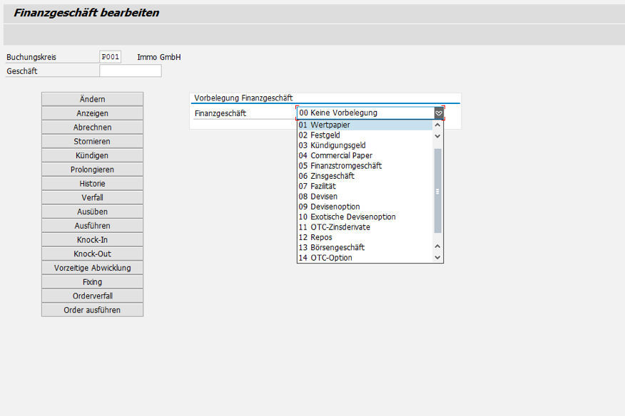 Produktbearbeitung in einer Anwendung bei der PROMOS Lösung für Wertpapiere und Derivate