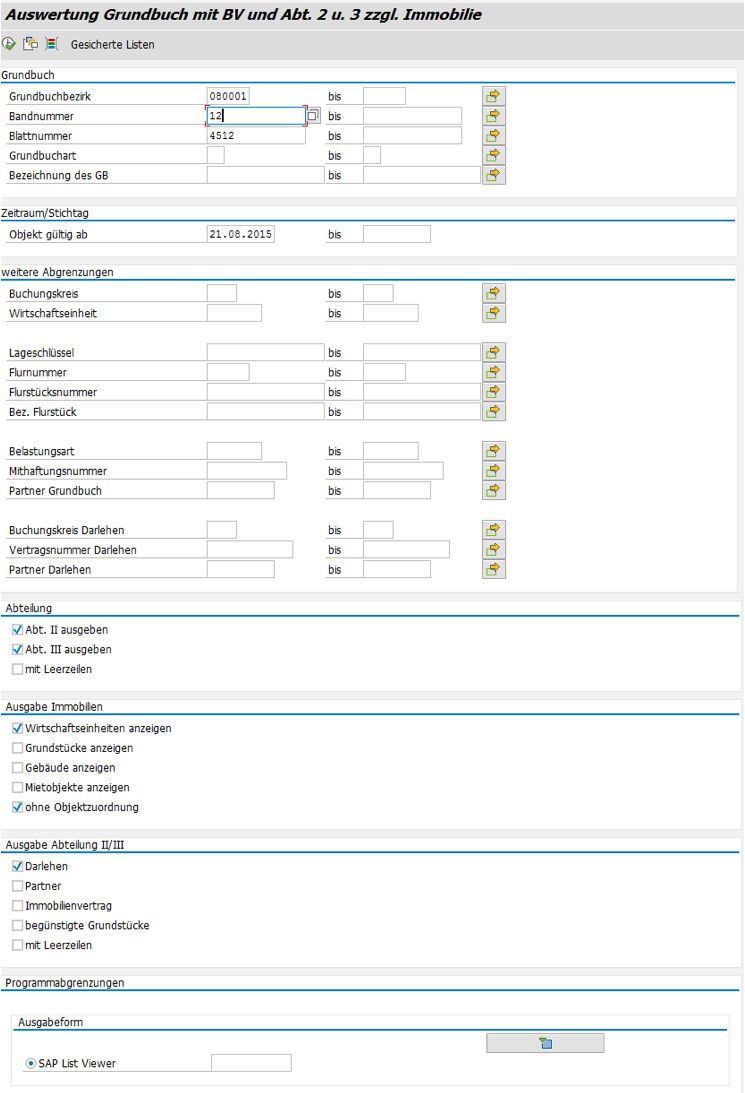 Infosystem Grundbuch Abteilung 2 und 3 in der Liegenschaftsverwaltung