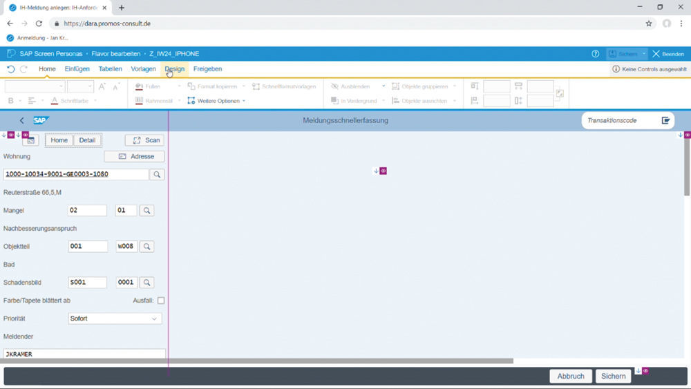 Figure 2: With Viewports you can create various views for your work interface, e.g. for various terminal devices (here: iPhone).