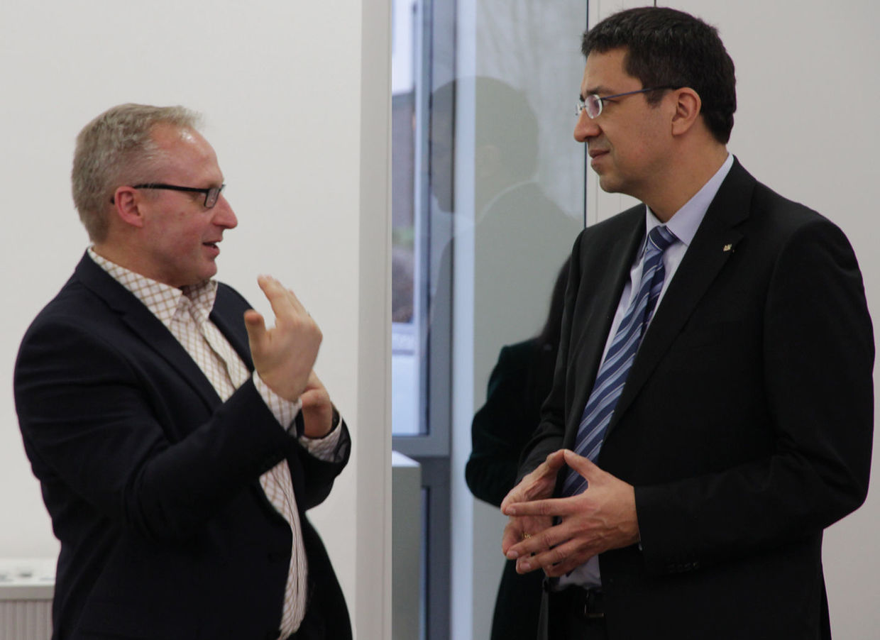 Volker Schulz, PROMOS consult GmbH, and Jörn-Michael Westphal, Managing Director ProPotsdam GmbH (from left to right) Volker Schulz und Jörn-Michael Westphal im Gespräch zum IT-Projekt zwischen ProPotsdam und PROMOS
