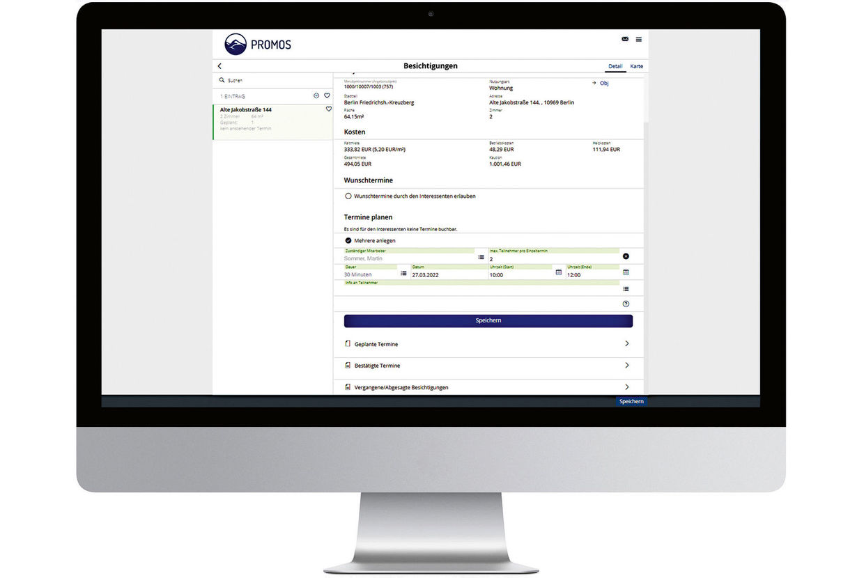 Your employees will be thrilled by the new, clearly laid-out structure for making appointments, including the feature for the preferred dates of potential tenants. Terminbuchungsformular in der easysquare Vermietung