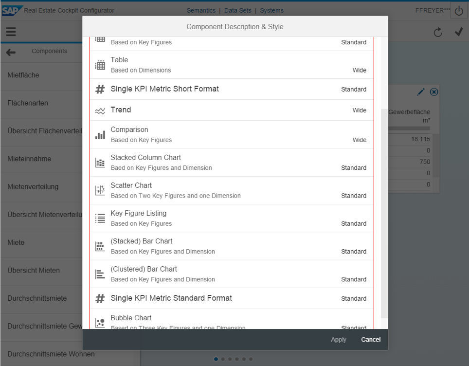Im Real Estate Cockpit Configurator werden anhand vorgefertigter Styles die Formate der Komponenten bestimmt