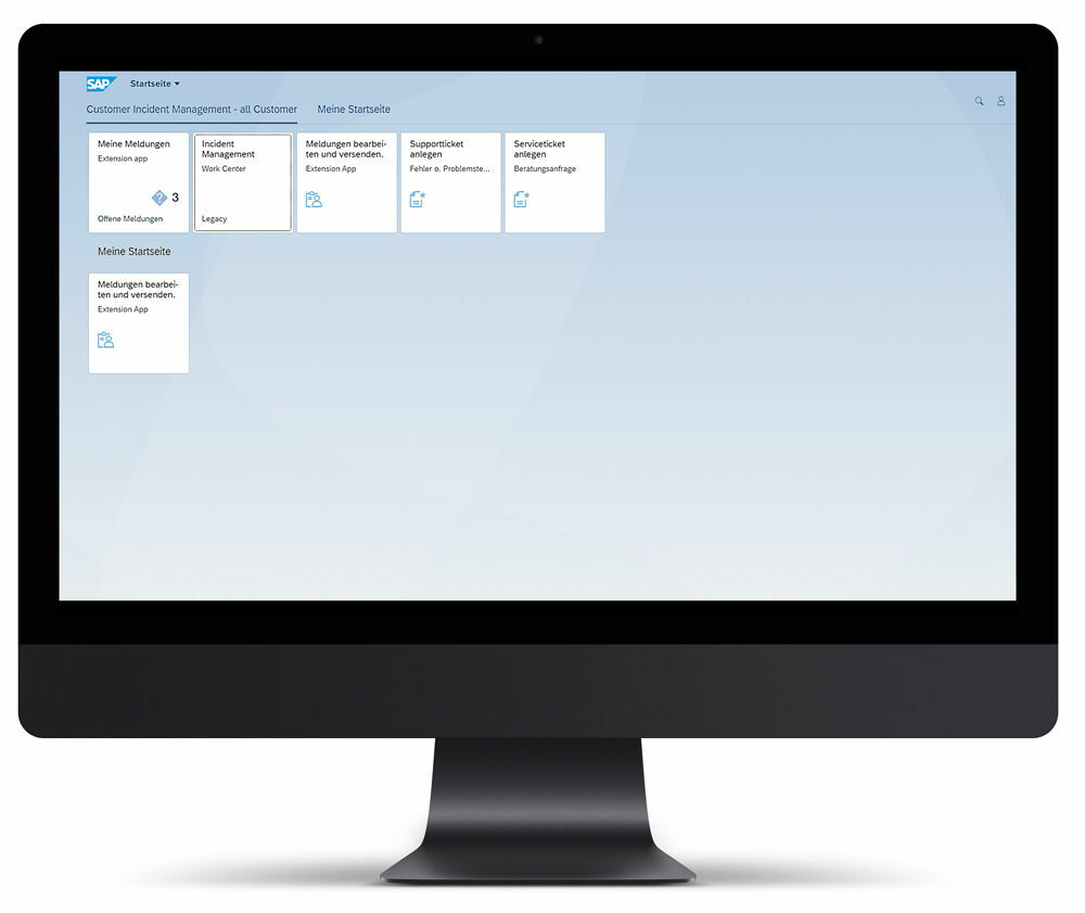 The modern tile interface makes the system easier to use. In addition, a distinction is now made between the creation of a support request and a service request.  In der modernen Kacheloberfläche von SAP Fiori(R) kann beim Anlegen eines Calls jetzt zwischen einem Service und Support Ticket unterschieden werden.