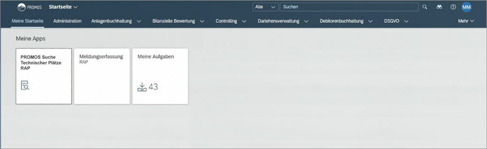 Figure 3: Tiles in the workflow can be hidden and shown on a user specific-basis according to authorisation level. Nutzergruppenspezifische Darstellung von Anwendungen und Kacheln im Fiori Launchpad von PROMOS