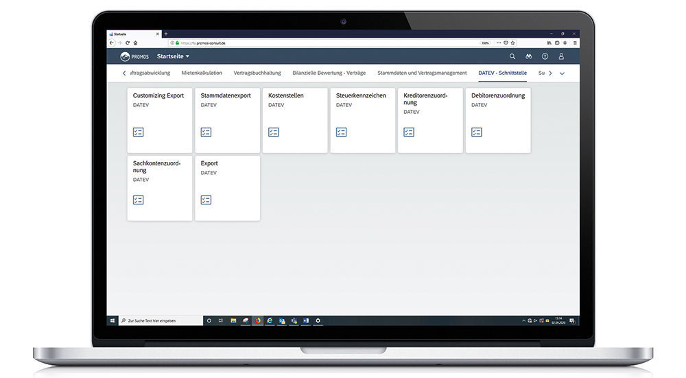Figure 1: The familiar applications of the solution can be found in SAP Fiori ® behind the various tiles of the DATEV interface. Einstieg in die PROMOS DATEV-Schnittstelle in SAP Fiori