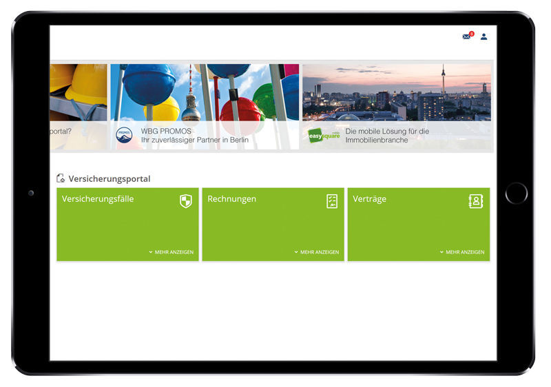 The insurance portal allows insurers of real estate companies to electronically handle the entire reimbursement process, from receipt of the defect report to storage of the invoice. easysquare Versicherungsportal als komfortabler Einstieg mit jedem beliebigen Endgerät